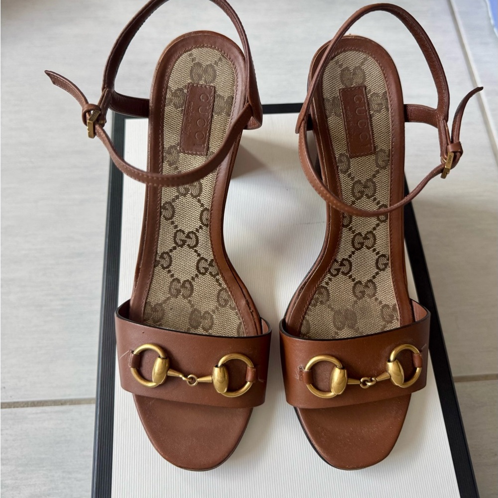Authentic Gucci Horsebit Brown Leather Sandals